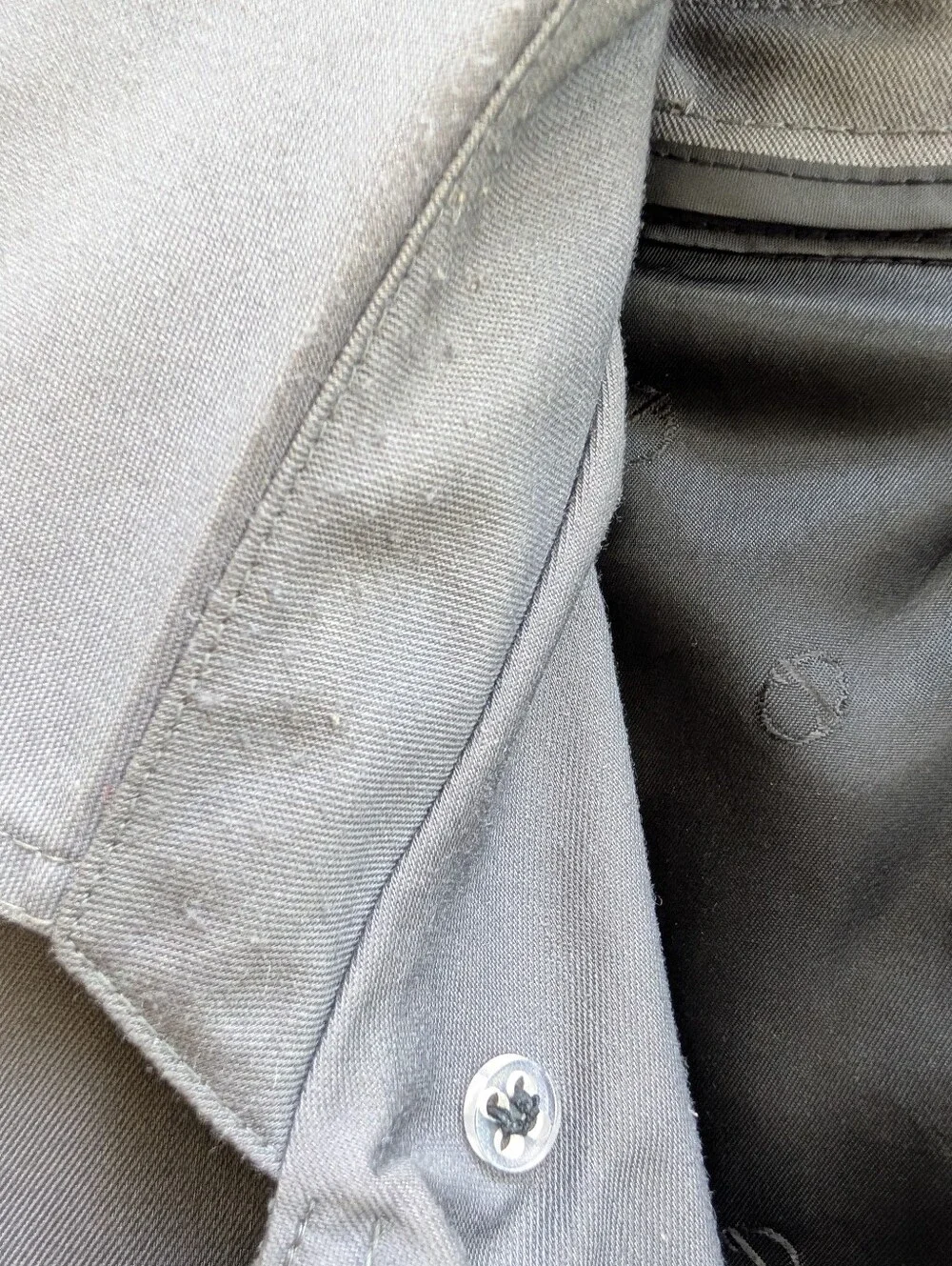 Vintage Christian Dior Monsieur Trench Coat Gray 42R Wool Liner Double Breasted
